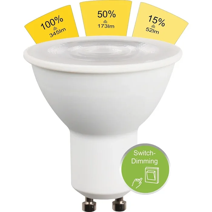 LED SMD Reflektorform GU10 4,7W 345 lm WW 36� Switch DIM