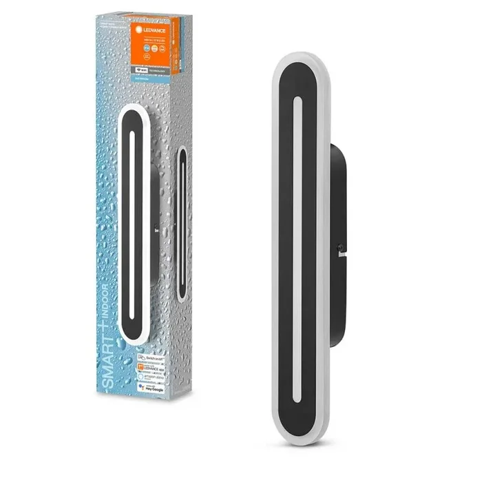 Ledvance Smart+ LED Badezimmerleuchte Orbis Wall Schwarz IP44 17W 1600lm CCT 3000 – 6500K Dimmbar App Google Alexa WiFi
