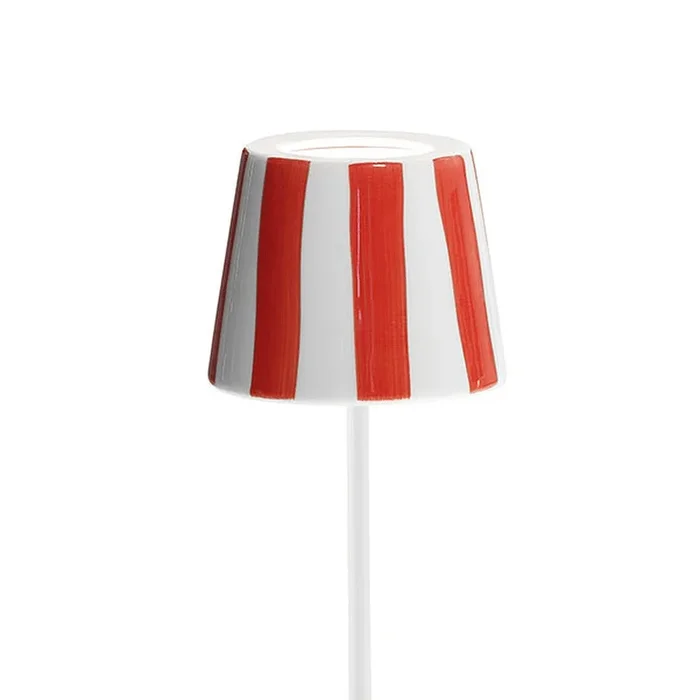 Leuchtenschirm f�r POLDINA Leuchte, Keramik, � 13cm, mit roten Streifen