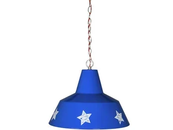 Lief! Coole Hängeleuchte im Amerika-Look,Metall blau mit weißen Sternen,E27 max. 60W