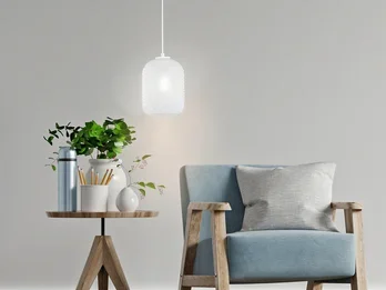 LUCE Design Pendelleuchte ASHFORD einflammig Kristall Glasschirm in Weiß, Ø 15cm