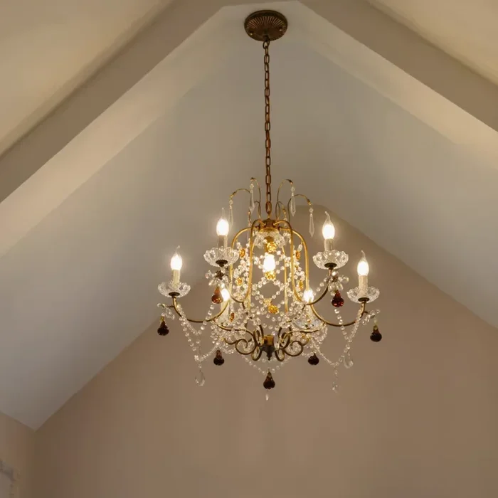 Majestic Splendor: Ornate French Antique Crystal Ceiling ChandelierVL-X-012086