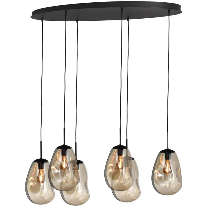Masterlight – Hängelampe Lava Oval 6x Goldglas Ø 22,5cm