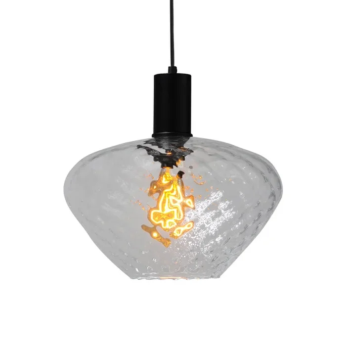 Masterlight – Hängelampe schwarz Porto mit Blossom Klarglas – Ø 30cm
