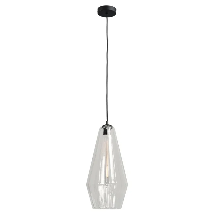 Masterlight – Schwarze Hängelampe Diamond 23cm mit klarem Glas