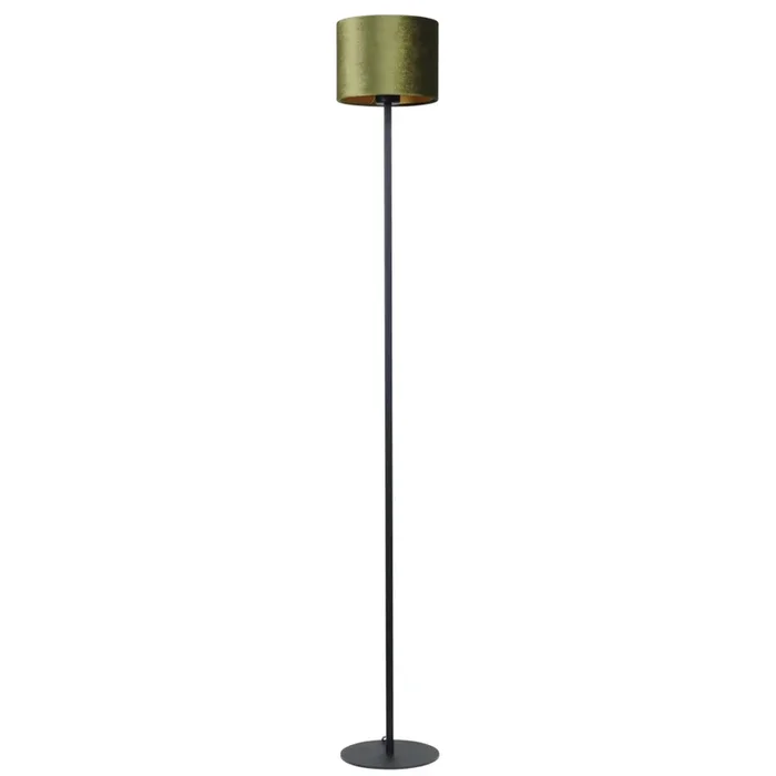 Masterlight – Schwarze Stehlampe Venus 150cm mit olivgrünem Lampenschirm