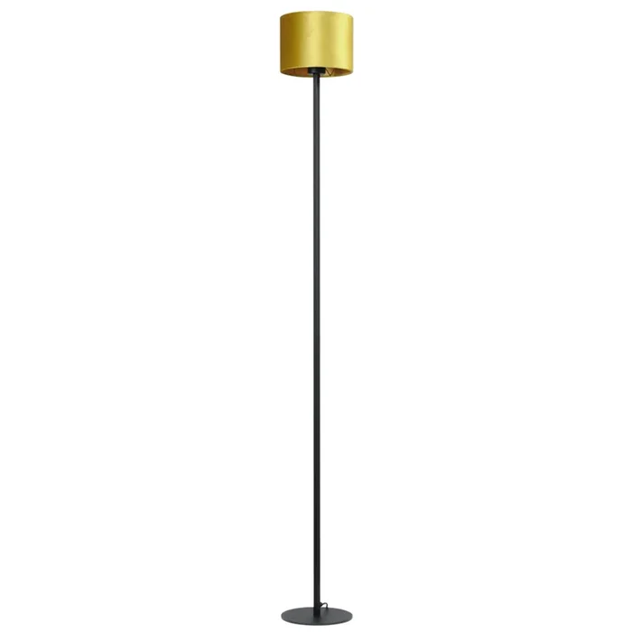 Masterlight – Schwarze Stehlampe Venus 175cm mit ockergelbem Lampenschirm