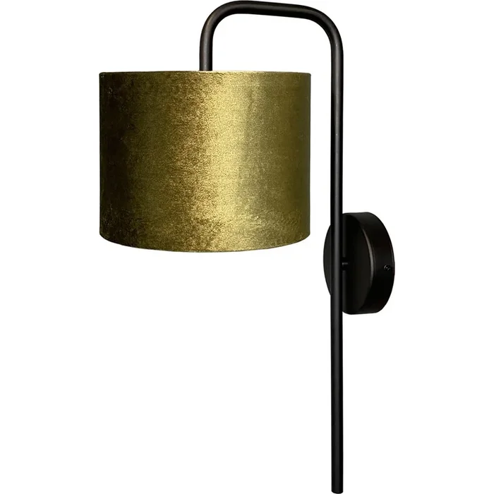 Masterlight – Schwarze Wandlampe Venus mit olivgrünem Lampenschirm
