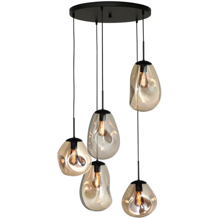 Masterlight – Vide-Hängelampe Lava 5x Goldglas