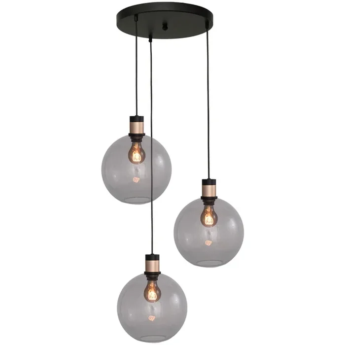 Masterlight – Vide-Hängelampe Lazise 2 3x Ø 25cm Gold mit Schwarz
