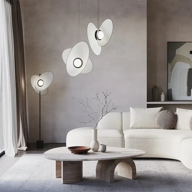MAYTONi Interaktive Designer Pendelleuchte EVOLUTION Aluminium / Stoff Höhenverstellbar 9W schwarz / grau – warmweiß (3000K)