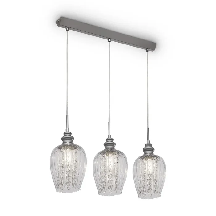 Maytoni Pendelleuchte Blues Nickel Klarglas-Lampenschirm 3 x E14