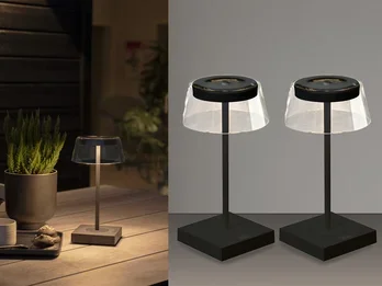 meineWunschleuchte 2er Set Wiederaufladbare LED Outdoor Tischleuchten dimmbar in Schwarz, Höhe 27cm