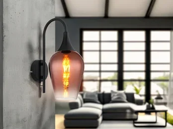 meineWunschleuchte Ausgefallene LED Wandleuchte mit Schalter & Glasschirm Kupfer, Höhe 36cm