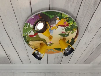 meineWunschleuchte Kinderzimmer LED Deckenstrahler 3-flammig mit Dino Motiv, Ø 35cm