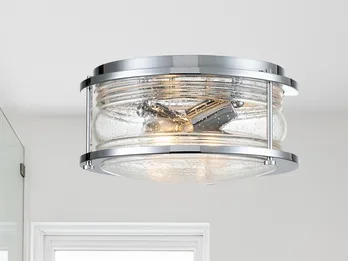 meineWunschleuchte LED Deckenleuchte in Chrom für Badezimmer & Wohnraum, Ø30,5cm