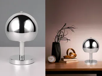 meineWunschleuchte LED Tischleuchte aus Metall Silber Chrom, Höhe 29cm
