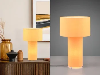 meineWunschleuchte LED Tischleuchte Korpus und Lampenschirm Stoff Illuminate Gelb, Höhe 40cm