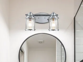meineWunschleuchte LED Wandleuchte in Chrom für Badezimmer & Wohnraum, 2-flammig Breite 36cm