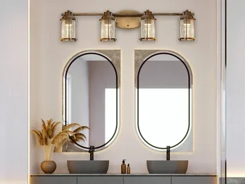 meineWunschleuchte LED Wandleuchte in Messing für Badezimmer & Wohnraum, Breite 86cm