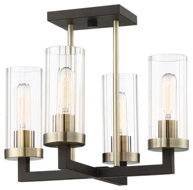 Minka-Lavery Ainsley Court Four Light Semi Flush Mount in Aged Kinston Bronze W/Brushed – 3049-560