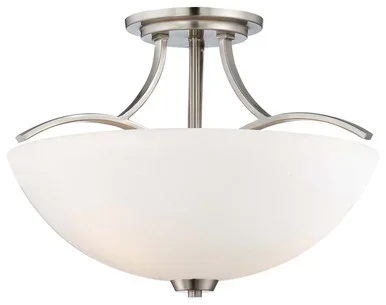 Minka-Lavery Overland Park Three Light Semi Flush Mount in Brushed Nickel – 4962-84