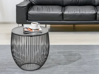MIRRORS AND MORE Beistelltisch RINA Korbtisch Metall Schwarz und Tischplatte Silber, Höhe 42cm