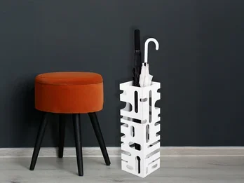 MIRRORS AND MORE Schirmständer IRIS für Regenschirme aus Metall in Weiß, Höhe 49cm