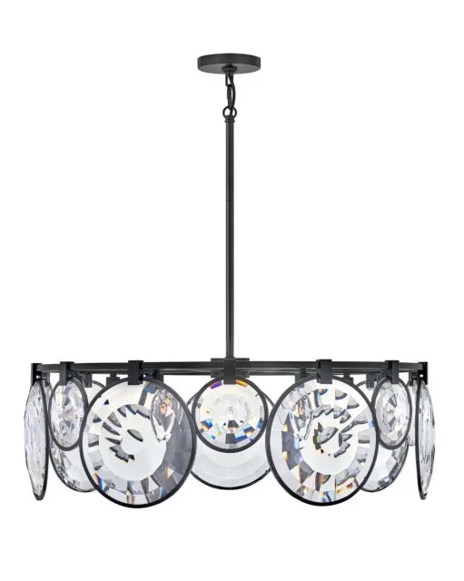 Nala Medium Drum Chandelier – 7-Light – Clear Optic Crystal – Black