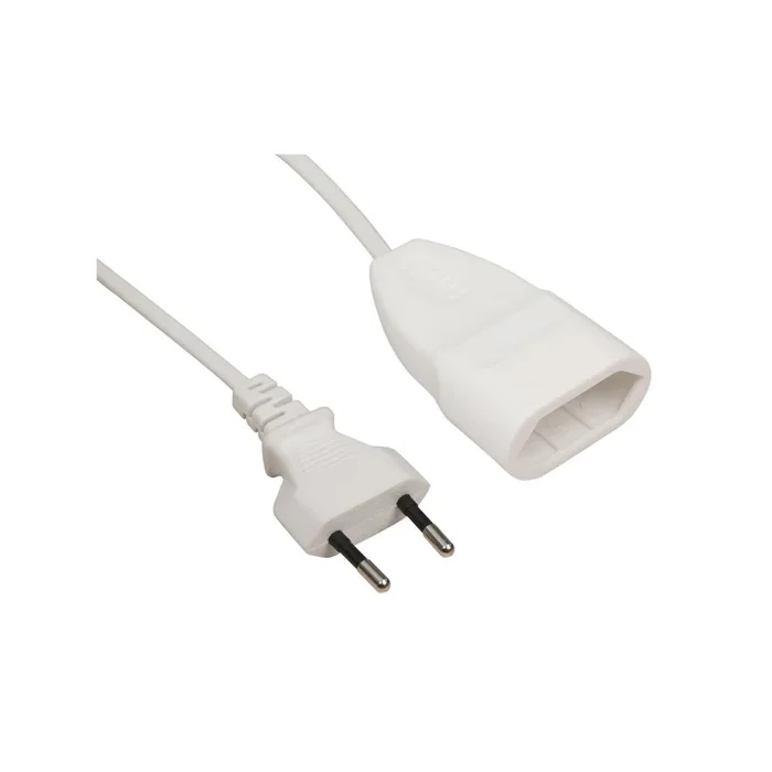 Netzkabel-Verlängerung McPower, 2m, Euro-Stecker – Euro-Kupplung, weiß