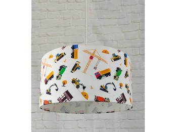 Niermann Coole Baustelle Hängelampe für Kinderzimmer mit Stoffschirm, bunt Ø 35cm