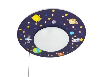 Niermann Coole Deckenlampe mit Weltall Motiv fürs Kinderzimmer Schlummerlicht bunt Ø 54cm