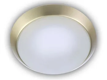 Niermann Deckenleuchte, Glas Weiß mit Klarrand, Dekorring Messing matt, Ø 40cm