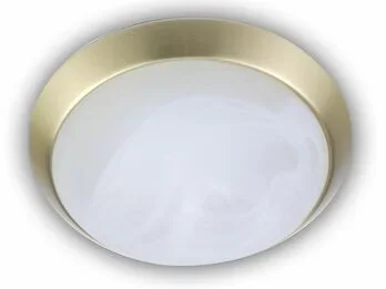 Niermann Deckenleuchte rund, Glas Alabaster, Dekorring Messing matt, Ø 25cm