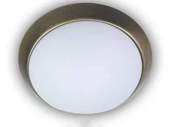 Niermann LED Deckenleuchte / Deckenschale, Opalglas matt, Dekorring Altmessing, Ø 50cm