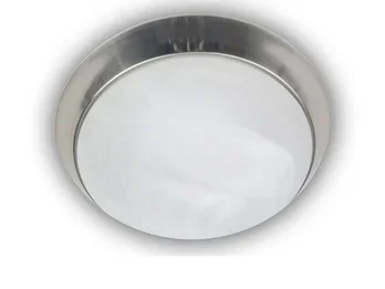 Niermann LED Deckenleuchte rund, Glas Alabaster, Dekorring Nickel matt, Ø 30cm