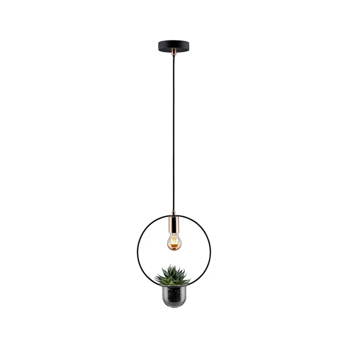 Pendelleuchte NEORDIC Urban Jungle TASJA, E27 max. 20W, Metall / Glas, Schwarz / Kupfer