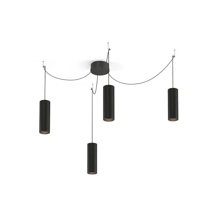 Pendelleuchte RAY 2.0 – PAR16, 20cm / 400cm, zylindrisch, GU10 max. 12W, ohne Baldachin (offenes Kabel), mattschwarz