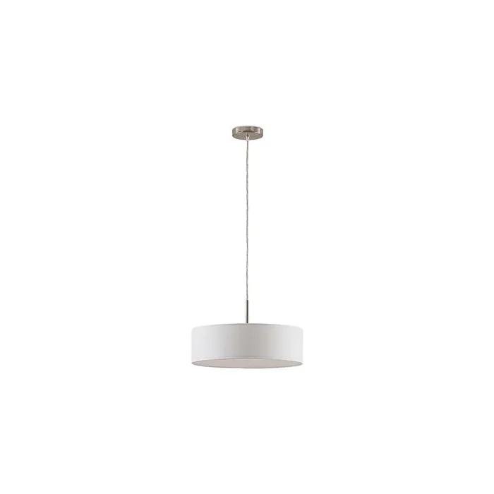 Pendelleuchte TIM � 40cm, 3x E27, Stahl / Stoff, Nickel matt, Schirm wei�
