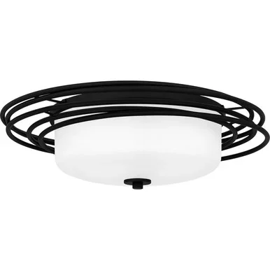 Quoizel Calliope Two Light Flush Mount in Matte Black – CPE1620MBK