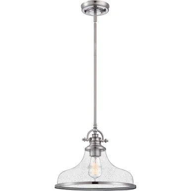 Quoizel Grant One Light Pendant in Brushed Nickel – GRTS2814BN