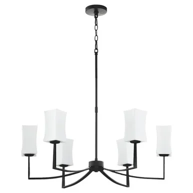 Quorum Ayala Six Light Chandelier in Matte Black – 681-6-59