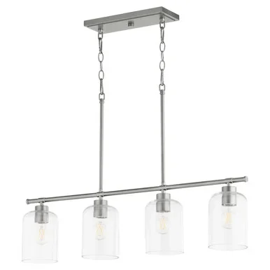 Quorum Tribute Four Light Linear Chandelier in Satin Nickel – 6574-4-65