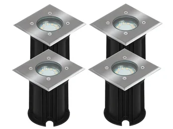 Ranex 4er-Set LED-Bodeneinbaustrahler Outdoor, eckig, befahrbar, max 800 kg Last, IP65