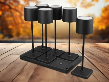 Reality Leuchten 6er SET Akku LED Outdoor Tischleuchten FERNANDEZ Schwarz ohne Kabel, H: 38cm