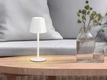Reality Leuchten Akku LED Tischleuchte DIAZ kabellos für Innen & Außen, Weiß – 21cm klein