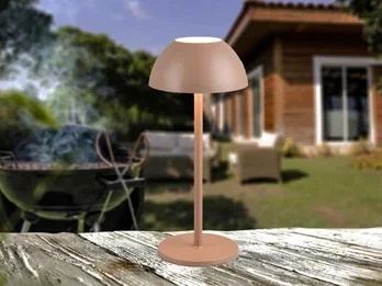 Reality Leuchten Akku LED Tischleuchte RICARDO kabellos für Innen & Außen, Coffee – 30cm klein