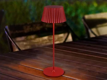Reality Leuchten Akku LED Tischleuchte SUAREZ kabellos für Innen & Außen, Rot – Höhe 39cm