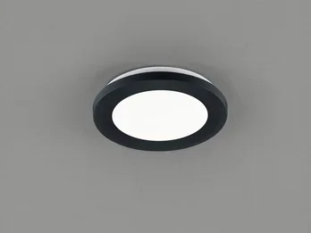 Reality Leuchten Dimmbare LED Deckenleuchte CAMILLUS flache Badezimmerlampe Ø17cm schwarz IP44