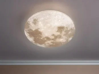 Reality Leuchten LED Deckenleuchte MOONIKA Mondcover in Weiß IP44 Badlampe, Ø 37cm